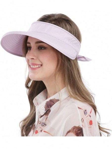 Sun Hats Wide Large Brim Sun Hat Summer UV Protection Thin Hat 2 in 1 Beach Sun Hat - Purple - C112O0MDW22 $15.57