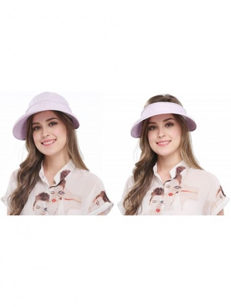 Sun Hats Wide Large Brim Sun Hat Summer UV Protection Thin Hat 2 in 1 Beach Sun Hat - Purple - C112O0MDW22 $15.57