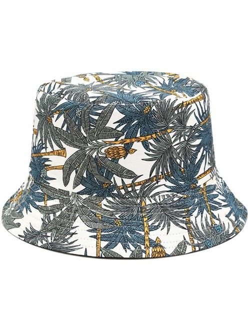 Bucket Hats Unisex Print Double-Side-Wear Reversible Bucket Hat - Plantain White - CC196WELQ7K $17.99
