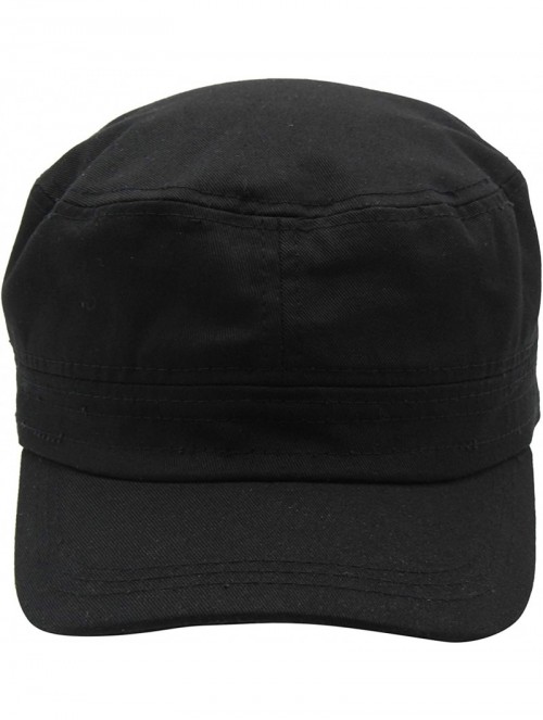 Baseball Caps Cadet Army Cap - Military Cotton Hat - Black - CC12GW5UV6V $13.72