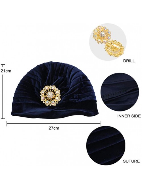 Skullies & Beanies Women's 20S Gatsby Turban Hat Noble Ruffle Glitter Pleated Stretch Head Wraps Chemo Cap - C-winr Red - C91...