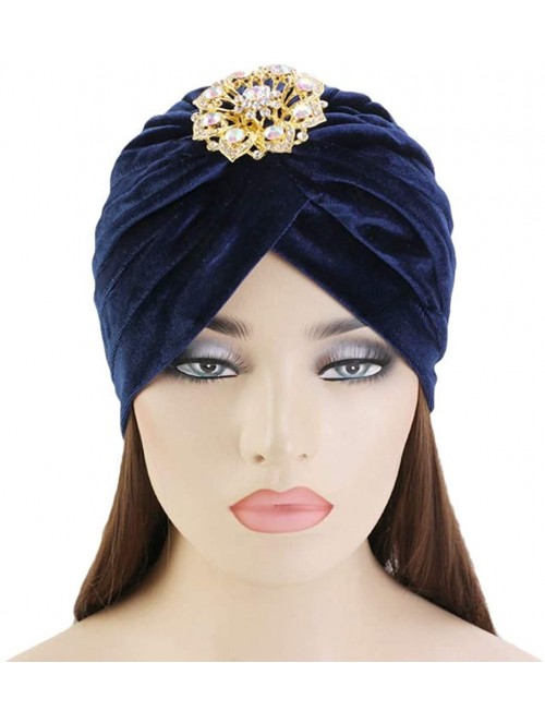 Skullies & Beanies Women's 20S Gatsby Turban Hat Noble Ruffle Glitter Pleated Stretch Head Wraps Chemo Cap - C-winr Red - C91...