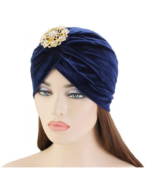 Skullies & Beanies Women's 20S Gatsby Turban Hat Noble Ruffle Glitter Pleated Stretch Head Wraps Chemo Cap - C-winr Red - C91...