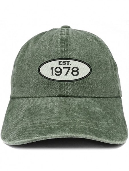 Baseball Caps Established 1978 Embroidered 42nd Birthday Gift Pigment Dyed Washed Cotton Cap - Dark Green - CF180N5DIIL $23.74