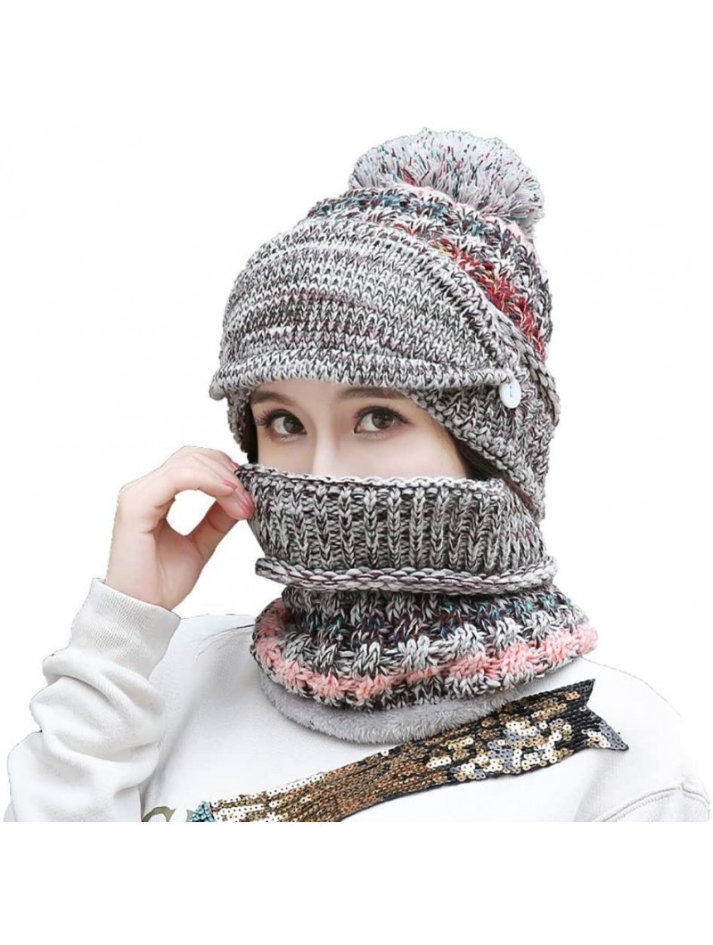 Skullies & Beanies Winter Knit Beanie Hat Skull Cap Neck Warmer Scarf Set for Women and Girls - Grey - CJ18ZH2GWXI $22.73