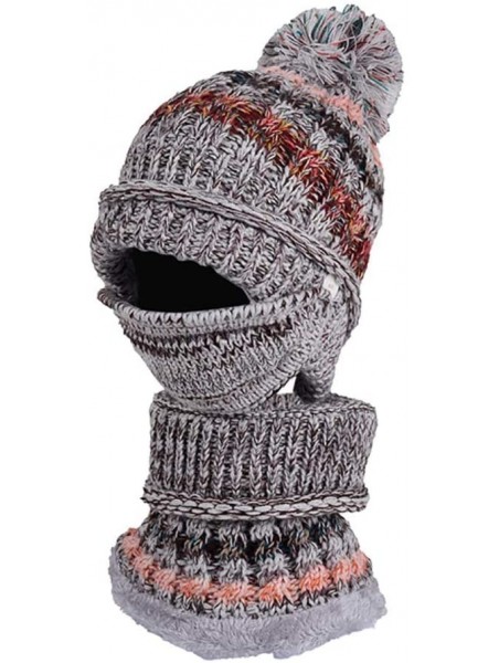 Skullies & Beanies Winter Knit Beanie Hat Skull Cap Neck Warmer Scarf Set for Women and Girls - Grey - CJ18ZH2GWXI $22.73