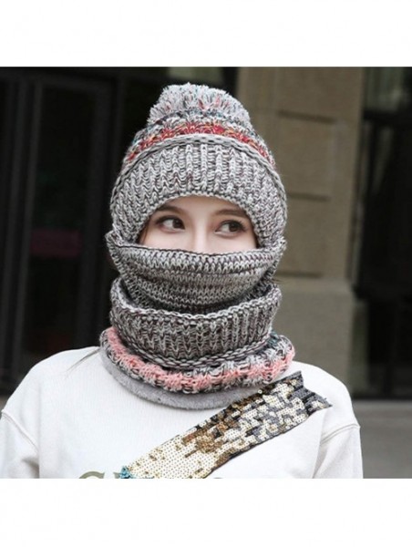 Skullies & Beanies Winter Knit Beanie Hat Skull Cap Neck Warmer Scarf Set for Women and Girls - Grey - CJ18ZH2GWXI $22.73