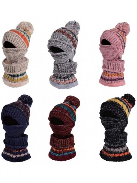 Skullies & Beanies Winter Knit Beanie Hat Skull Cap Neck Warmer Scarf Set for Women and Girls - Grey - CJ18ZH2GWXI $22.73