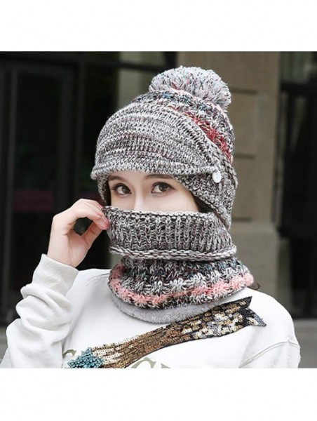 Skullies & Beanies Winter Knit Beanie Hat Skull Cap Neck Warmer Scarf Set for Women and Girls - Grey - CJ18ZH2GWXI $22.73