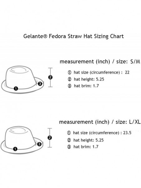 Fedoras Summer Fedora Panama Straw Hats with Black Band - Black / White Stripe - CS1838M26XG $11.58