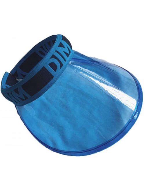 Sun Hats Women Summer Clear Unbreakable Visor Cap Transparent Empty Top Letter PVC Big Brimmed Sun Hat - Blue - CY18QZGW0CZ $...