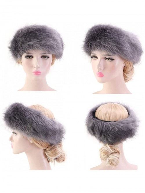 Cold Weather Headbands Cozy Warm Hair Band Earmuff Cap Faux Fox Fur Headband with Stretch for Women - B1-grey - CI18HX9TWCG $...