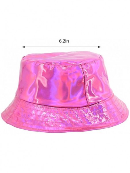 Bucket Hats Unisex Fashion Hologram Climbing Bucket Hat Waterproof Fisherman Cap Travel Sunhat - Rose Red - C018HMGENR2 $14.59