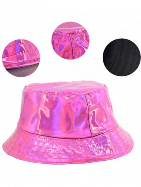 Bucket Hats Unisex Fashion Hologram Climbing Bucket Hat Waterproof Fisherman Cap Travel Sunhat - Rose Red - C018HMGENR2 $14.59