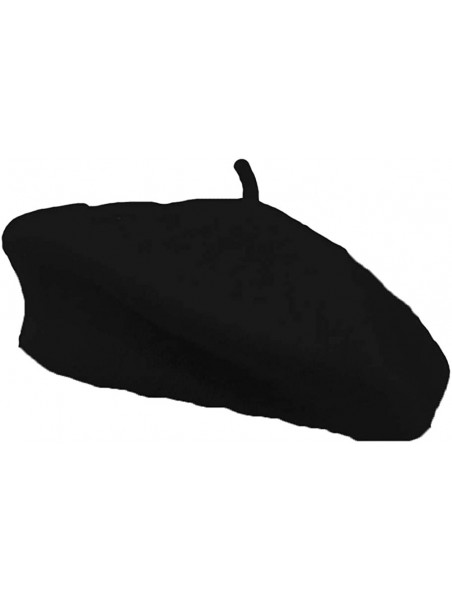 Berets Classic French Artist 100% Wool Beret Hat Black - CX11JFG9G7Z $9.78