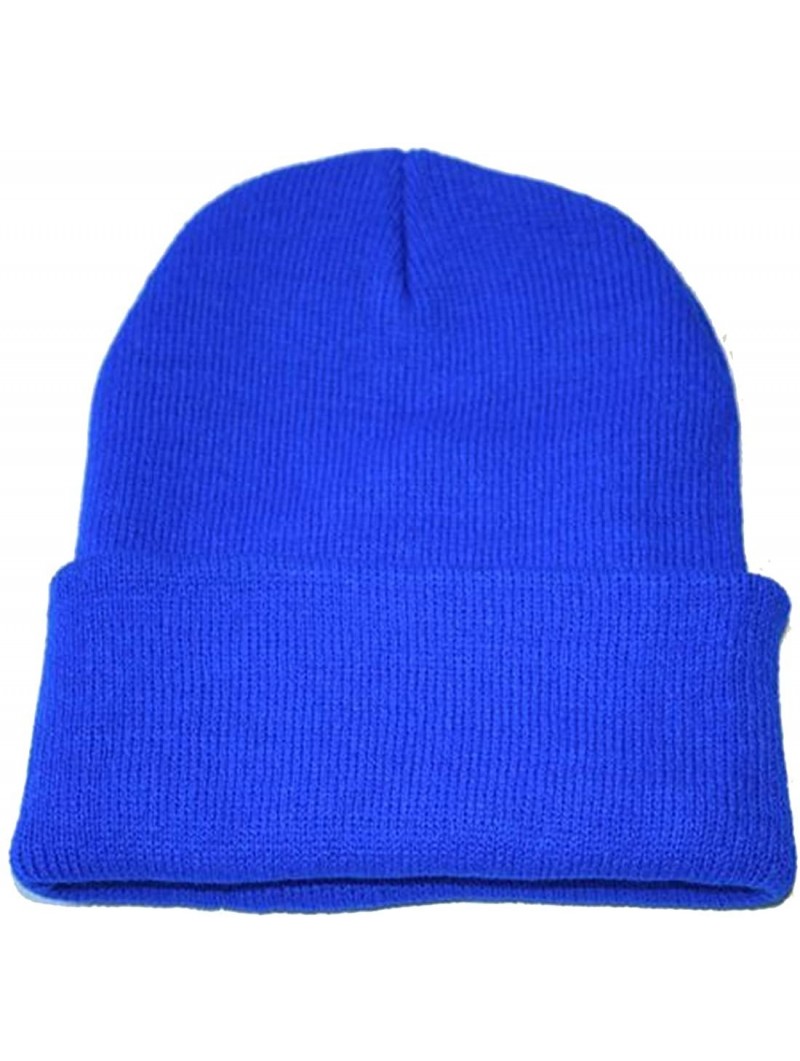 Skullies & Beanies Neutral Winter Fluorescent Knitted hat Knitting Skull Cap - Royal Blue - CQ187WEE67D $12.17