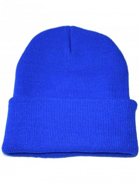 Skullies & Beanies Neutral Winter Fluorescent Knitted hat Knitting Skull Cap - Royal Blue - CQ187WEE67D $12.17