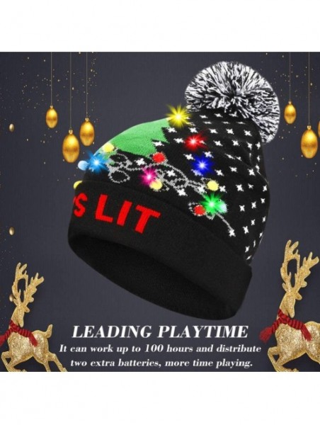 Skullies & Beanies Light Up Hat Beanie LED Ugly Xmas Party Beanie Cap Flashing Christmas Hat Knitted Cap for Women Kids - CW1...