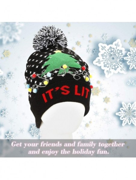 Skullies & Beanies Light Up Hat Beanie LED Ugly Xmas Party Beanie Cap Flashing Christmas Hat Knitted Cap for Women Kids - CW1...