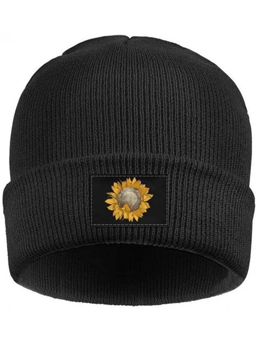 Skullies & Beanies Men Women Watch Beanie Skull Cap Soft Thick Warm Knit Hat - Sunflowers(black) - C018A86UNYH $12.49