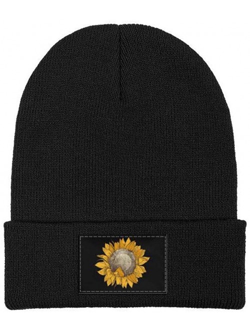 Skullies & Beanies Men Women Watch Beanie Skull Cap Soft Thick Warm Knit Hat - Sunflowers(black) - C018A86UNYH $12.49