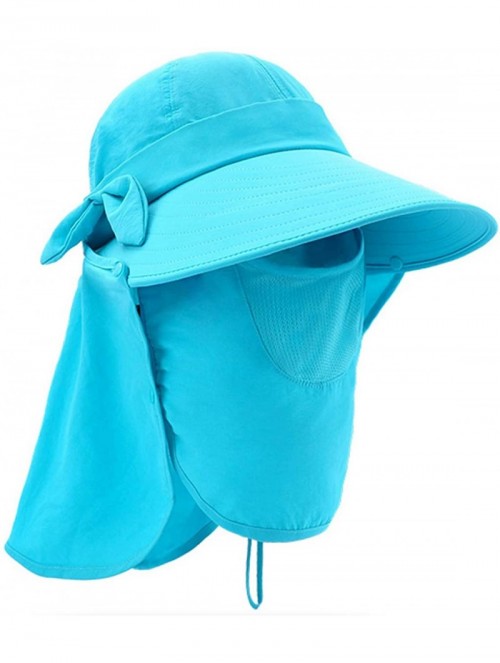 Sun Hats Women Summer Neck Flap Sun Visor/Hats Wide Brim UV Protection UPF 50+ Hiking Cap Adjustable - Style 1 Blue - CB18QE0...