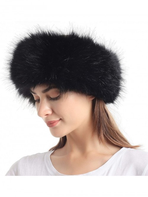 Cold Weather Headbands Faux Fur Headband with Stretch Women's Winter Earwarmer Earmuff - Black - CT186958Y9X $16.69