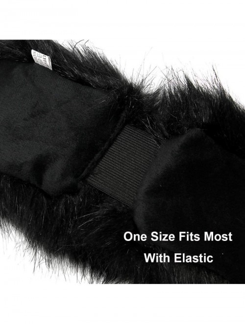 Cold Weather Headbands Faux Fur Headband with Stretch Women's Winter Earwarmer Earmuff - Black - CT186958Y9X $16.69