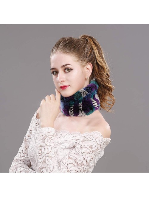 Cold Weather Headbands Rabbit Fur Headband - Winter Knit Neck Warmer Real Fur Headbands Women Scarf Muffler - Colorful 5 - CI...