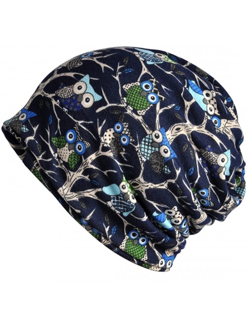 Skullies & Beanies Women's Multifunction Hat owl Skull Cap Scarf - Blue - CK1889HAZAR $14.54