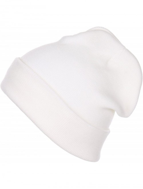 Skullies & Beanies Thick Plain Knit Beanie Slouchy Cuff Toboggan Daily Hat Soft Unisex Solid Skull Cap - White - C6188DH70CW ...