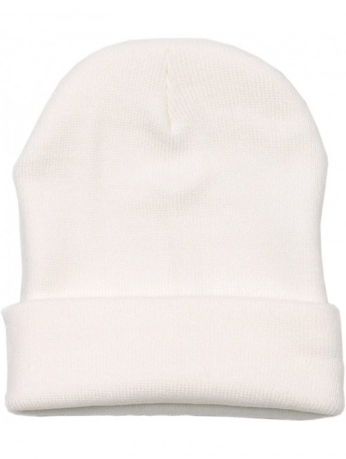 Skullies & Beanies Thick Plain Knit Beanie Slouchy Cuff Toboggan Daily Hat Soft Unisex Solid Skull Cap - White - C6188DH70CW ...