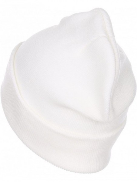 Skullies & Beanies Thick Plain Knit Beanie Slouchy Cuff Toboggan Daily Hat Soft Unisex Solid Skull Cap - White - C6188DH70CW ...