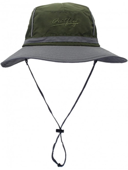 Sun Hats Outdoor Mesh Sun Hat Wide Brim Sun Protection Hat Fishing Hiking Hat - 2-colorblock Army Green - CW17YKTH53K $19.17