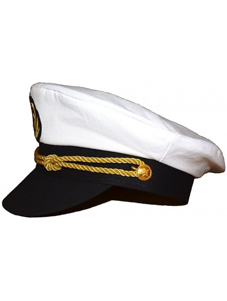 Baseball Caps Admiral Captain Yacht Hat Snapback Gold Embroidery Anchor Skippers Cap for Party - White 1 - CL18GHWYQQ6 $35.51