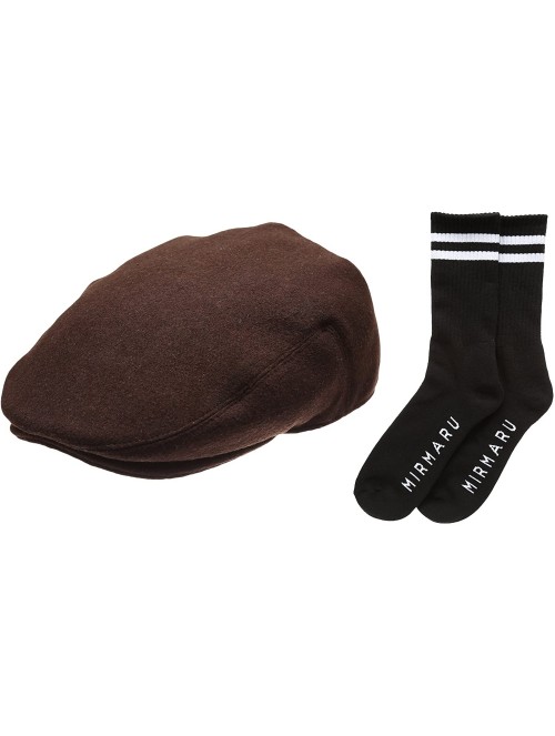 Newsboy Caps Men's Premium Wool Blend Classic Ivy Hat with Socks. - Darkbrown - CE12I5DZZ7X $16.80