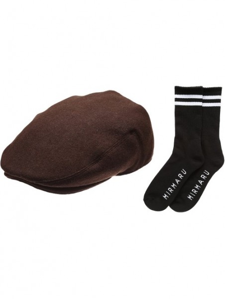 Newsboy Caps Men's Premium Wool Blend Classic Ivy Hat with Socks. - Darkbrown - CE12I5DZZ7X $16.80