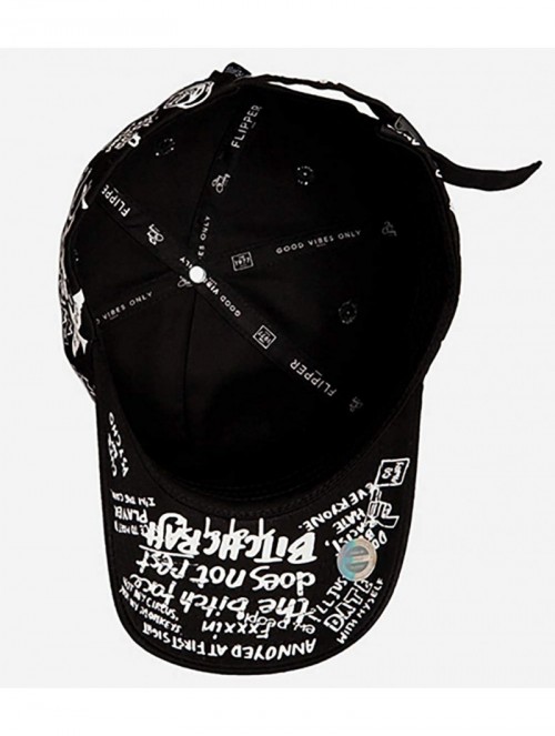 Baseball Caps Designer Graffiti Doodle Cotton Baseball Cap for Men Women- BTS Kpop Hat w/Curve Brim- Adjustable - CJ195Q0QKWR...