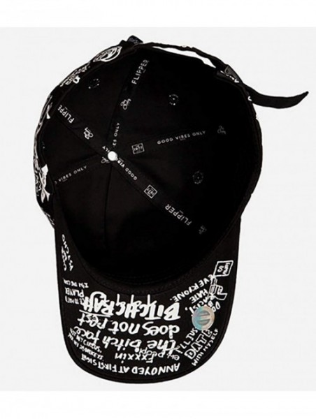 Baseball Caps Designer Graffiti Doodle Cotton Baseball Cap for Men Women- BTS Kpop Hat w/Curve Brim- Adjustable - CJ195Q0QKWR...