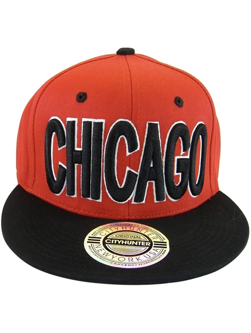 Baseball Caps Chicago Script Men's Adjustable Snapback Baseball Caps - Red/Black Bold - CQ17YD939E0 $17.00