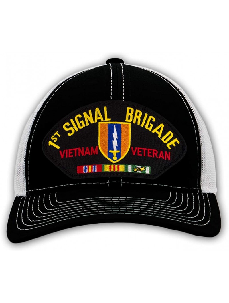 Baseball Caps 1st Signal Brigade - Vietnam War Veteran Hat/Ballcap Adjustable One Size Fits Most - Mesh-back Black & White - ...