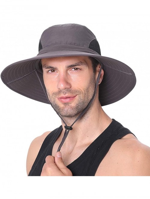 Sun Hats Men Fishing Hiking Bucket Hat Cowboy Sun Protection Cap Outdoor Travel Foldable Boonie UPF 50+ - Yq002-darkgray - CQ...
