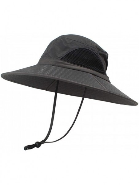 Sun Hats Men Fishing Hiking Bucket Hat Cowboy Sun Protection Cap Outdoor Travel Foldable Boonie UPF 50+ - Yq002-darkgray - CQ...