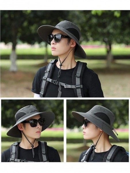 Sun Hats Men Fishing Hiking Bucket Hat Cowboy Sun Protection Cap Outdoor Travel Foldable Boonie UPF 50+ - Yq002-darkgray - CQ...