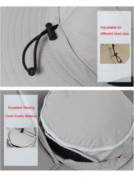 Sun Hats Men Fishing Hiking Bucket Hat Cowboy Sun Protection Cap Outdoor Travel Foldable Boonie UPF 50+ - Yq002-darkgray - CQ...