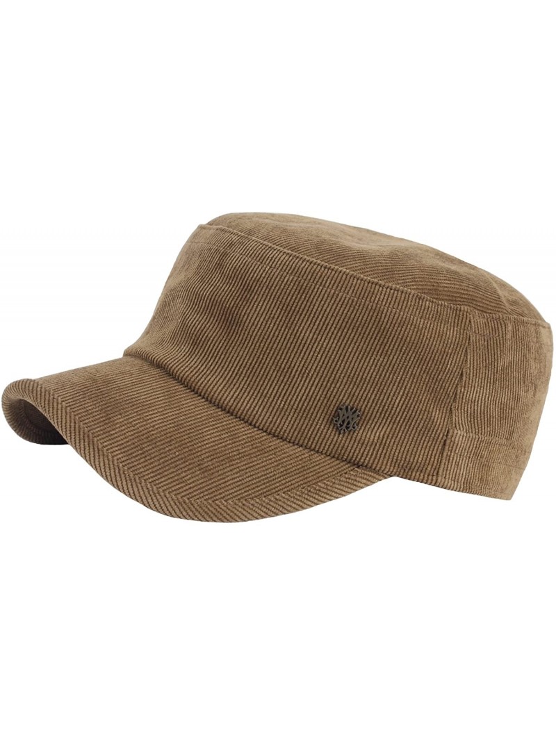 Baseball Caps A184 Army Cap Winter Basic Style Plain Corduroy Golf Club Cadet Military Hat - Brown - CZ188QN9YAZ $30.31