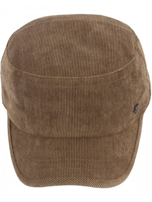 Baseball Caps A184 Army Cap Winter Basic Style Plain Corduroy Golf Club Cadet Military Hat - Brown - CZ188QN9YAZ $30.31