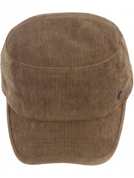 Baseball Caps A184 Army Cap Winter Basic Style Plain Corduroy Golf Club Cadet Military Hat - Brown - CZ188QN9YAZ $30.31