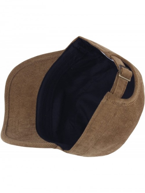 Baseball Caps A184 Army Cap Winter Basic Style Plain Corduroy Golf Club Cadet Military Hat - Brown - CZ188QN9YAZ $30.31