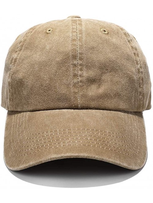 Baseball Caps Unisex Washed Dyed Cotton Adjustable Solid Baseball Cap - Dfh068-kakhi - C71992HQEEK $11.38